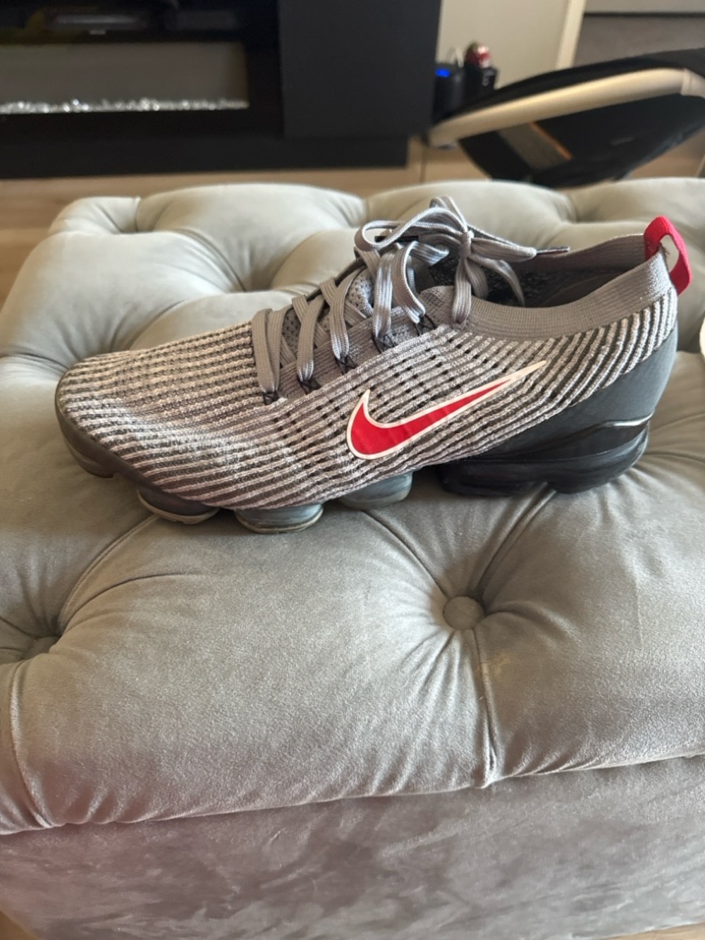 Nike Air VaporMax Flyknit Grey Red Men’s Sneakers